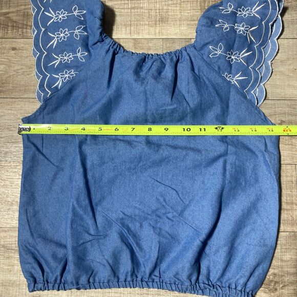 Btween Girls Loose Cropped Boho Sleeve Embroidered Shirt Size 12 - Picture 6 of 8